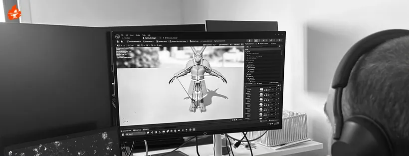 A character model open in 3D software